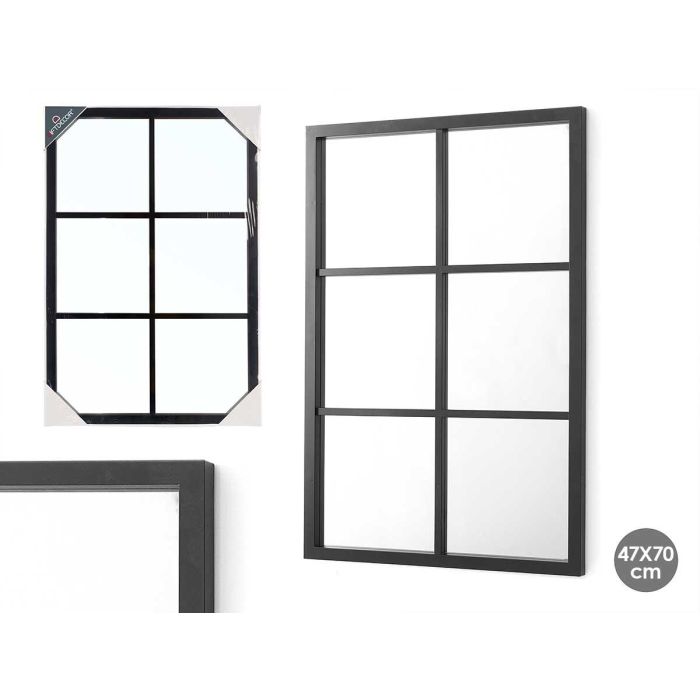 Espejo Rectangular 6 Cuadrados Negro Giftdecor 71X2CM (6 Unidades) Espejo Rectangular 6 Cuadrados Negro Giftdecor 71X2CM (6 Unidades)