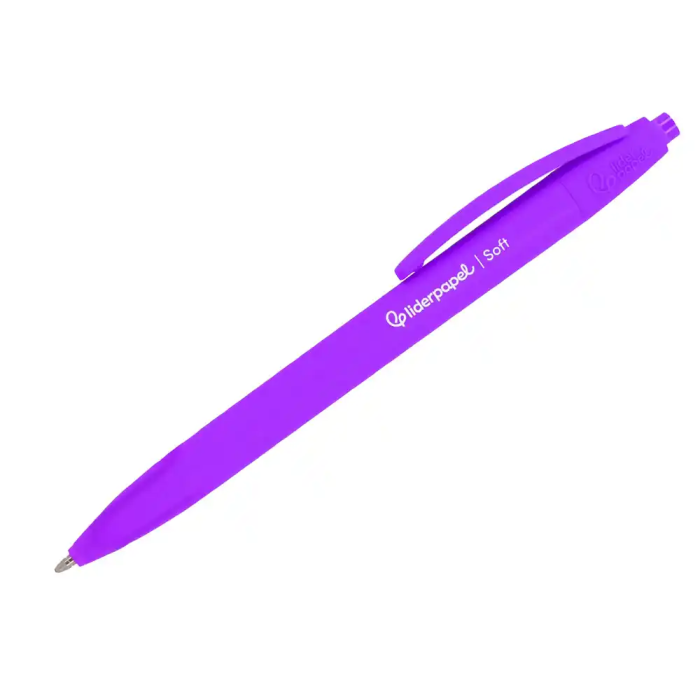 Liderpapel Bolígrafo Retráctil Punta 1 mm con Clip - Tinta Azul, Cuerpo Morado Acabado Soft Touch, 27x145x70 mm Liderpapel Bolígrafo Retráctil Punta 1 mm con Clip - Tinta Azul, Cuerpo Morado Acabado Soft Touch, 27x145x70 mm