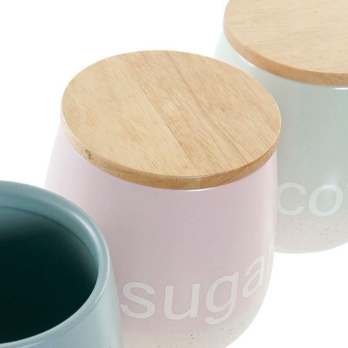 DKD Home Decor Bote Scandi Colección Pasteles Lianfeng, Gres y Rubberwood, 3 Unidades Surtidas Rosa Verde Azul 10x16x10 cm, Apto Lavavajillas 1 DKD Home Decor Bote Scandi Colección Pasteles Lianfeng, Gres y Rubberwood, 3 Unidades Surtidas Rosa Verde Azul 10x16x10 cm, Apto Lavavajillas 1