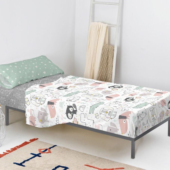 Juego de Sábanas HappyFriday Best buddies Multicolor Cama de 80/90 2 Piezas 4