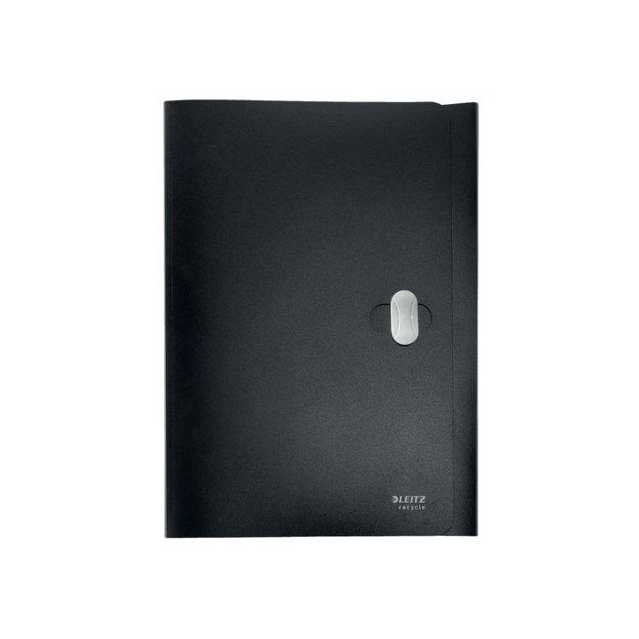 Leitz Carpeta Reciclada con Gomas y 3 Solapas DIN A4 de Polipropileno Negro, Capacidad 150 Hojas
