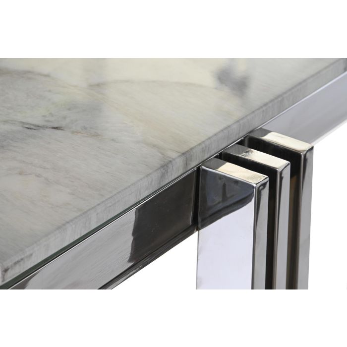 DKD Home Decor Mesa Comedor Moderna Plateado Blanco, Fabricada en Acero y Cristal, 180 cm Ancho, 90 cm Largo, 76 cm Alto 3