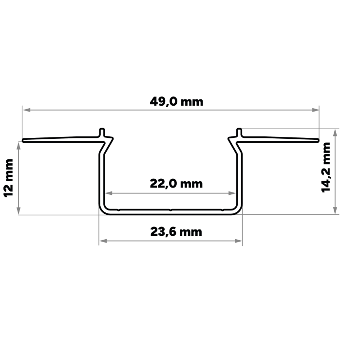 Perfíl Aluminio KIMERA-"HORST" Anodizado Plata con Difusor Opal , Tapones y Clips Sujección 2,02M 2