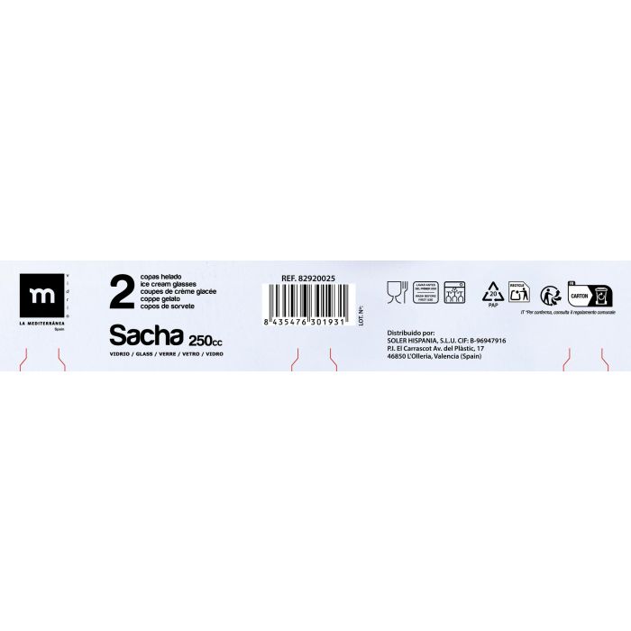 Set 2 Copas Helado 250 cc Sacha - La Mediterranea (6 Cajas) 4 Set 2 Copas Helado 250 cc Sacha - La Mediterranea (6 Cajas) 4