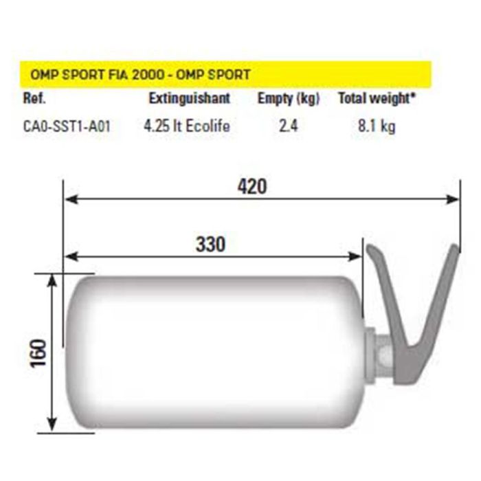 Omp Sistema de Extincion Mecanica 4.25 Lt Botella Acero OMPCA0-0372-A01 1