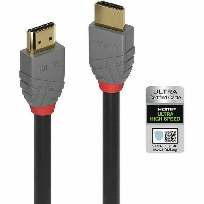 Lindy Cable HDMI Anthra Line Ultra Alta Velocidad 1m, Blindaje Triple, HDMI 2.1 48Gbps 8K 120Hz, HDR, eARC
