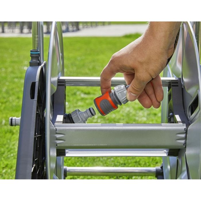 Gardena AquaRoll M Carrete de Manguera con Ruedas de Metal y Mango Telescópico (Máx. 60m)
