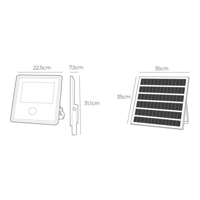 Foco proyector solar con sensor 300 W 3.500lm 6.500k 5 Foco proyector solar con sensor 300 W 3.500lm 6.500k 5