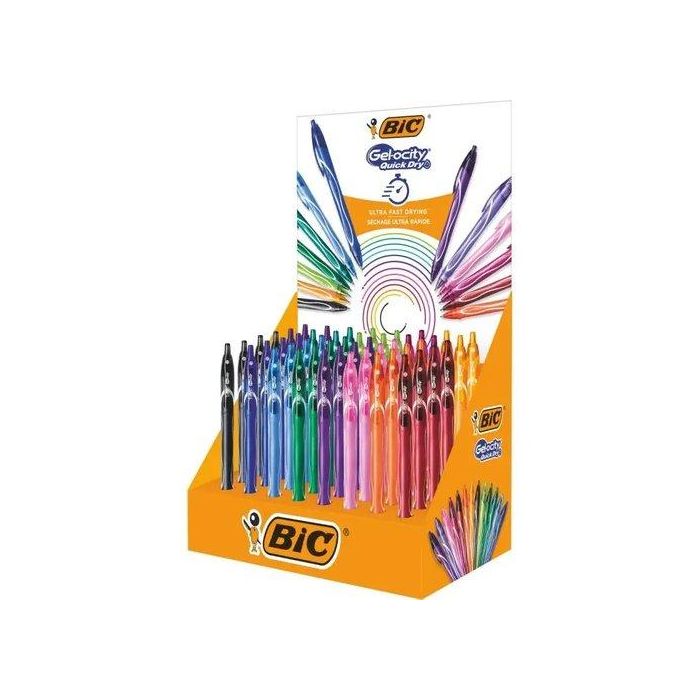 Bic Bolígrafo Gelocity Quick Dry Retráctil Punta 0.7 mm Tinta Gel Secado Rápido Colores Surtidos Expositor 48 Unidades