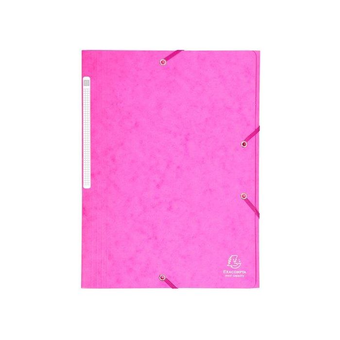 Carpeta De Gomas Y Solapas Exacompta Maxi Carton A4 Con Etiqueta Fucsia