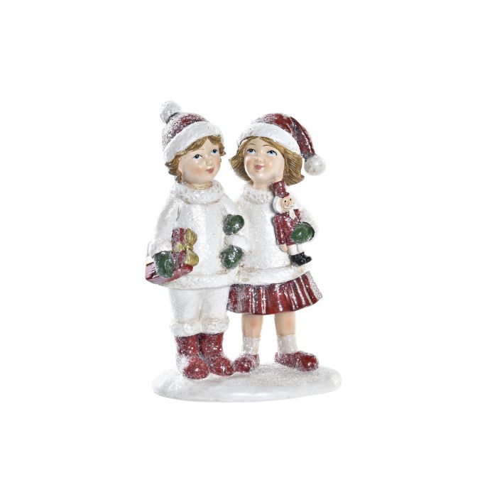 DKD Home Decor Figura Navidad Tradicional Resina Rojo Blanco Niños 6x15x10.5 cm