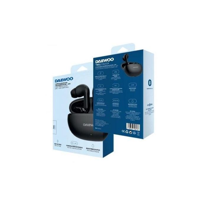 Daewoo Auriculares TWS In-Ear Bluetooth 5.3 con Cancelación de Ruido Activa ANC/ENC, Estuche de Carga USB-C, 25h Autonomía - Negro 3 Daewoo Auriculares TWS In-Ear Bluetooth 5.3 con Cancelación de Ruido Activa ANC/ENC, Estuche de Carga USB-C, 25h Autonomía - Negro 3