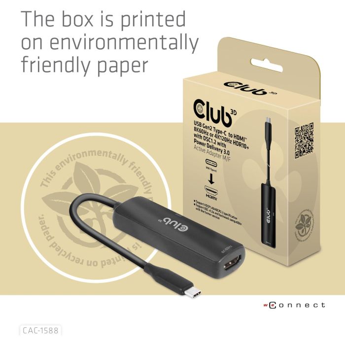 Club3D Adapter USB 3.2 Tipo C a HDMI 2.1 HDR10 8K 60Hz Activo 2 Club3D Adapter USB 3.2 Tipo C a HDMI 2.1 HDR10 8K 60Hz Activo 2