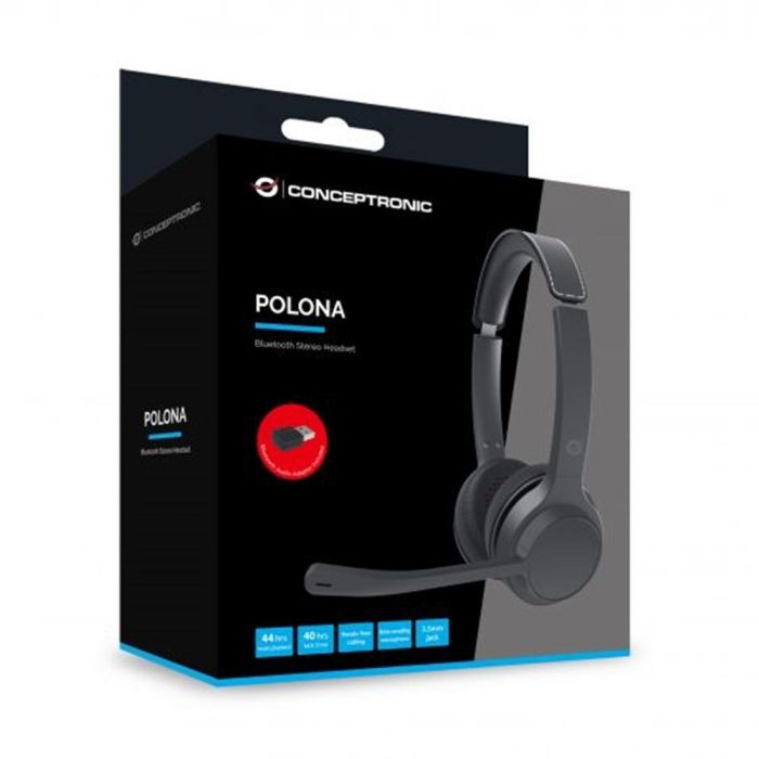 Conceptronic Auriculares Inalámbricos Bluetooth 5.3 POLONA04BA con Cancelación de Ruido, 44h Autonomía, Negro 1 Conceptronic Auriculares Inalámbricos Bluetooth 5.3 POLONA04BA con Cancelación de Ruido, 44h Autonomía, Negro 1