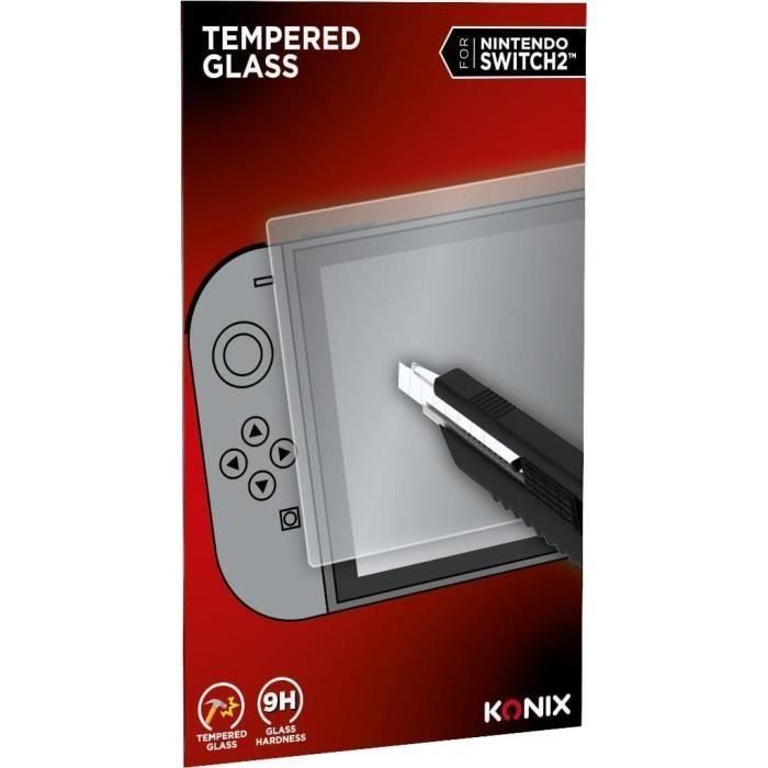 Konix 3328170304344 Protector de pantalla de vidrio templado para Nintendo Switch 2, antiburbujas, antiarañazos, dureza 9H