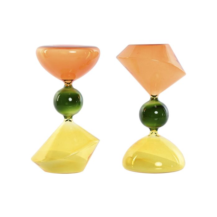 Reloj De Arena Glam DKD Home Decor Naranja Verde 10.3 x 19.5 x 10.3 cm (2 Unidades)