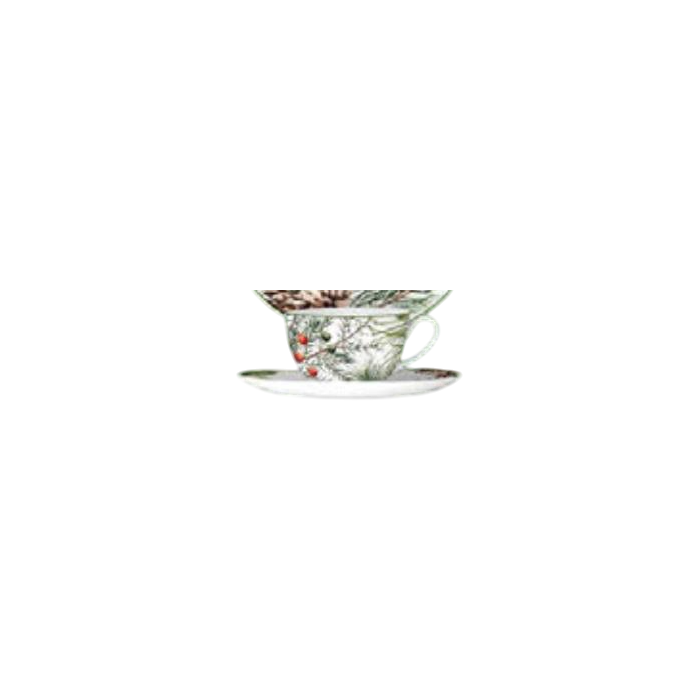 DKD Home Decor Taza de Porcelana Verde Blanco, Diseño Navidad Tradicional Acebo, Juego de 2 Unidades, 90ml, 8x6x10 cm