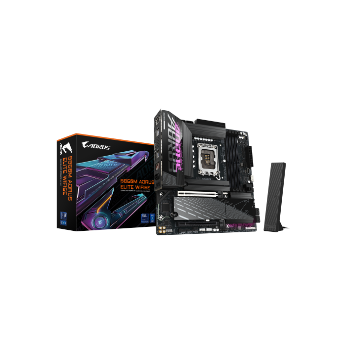 GIGABYTE B860M AORUS ELITE WIFI6E Placa base - CPUs Intel Core Ultra, VRM de 12+1+2+1 fases, hasta 9200MHz DDR5, 1xPCIe 5.0 + 2xPCIe 4.0 M.2, LAN 2,5 GbE, WiFi 6E, Thunderbolt GIGABYTE B860M AORUS ELITE WIFI6E Placa base - CPUs Intel Core Ultra, VRM de 12+1+2+1 fases, hasta 9200MHz DDR5, 1xPCIe 5.0 + 2xPCIe 4.0 M.2, LAN 2,5 GbE, WiFi 6E, Thunderbolt
