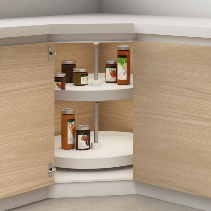 Emuca Juego de bandejas circulares Shelvo para mueble de cocina, para módulo 800mm, Plástico y Aluminio, Blanco 1 Emuca Juego de bandejas circulares Shelvo para mueble de cocina, para módulo 800mm, Plástico y Aluminio, Blanco 1