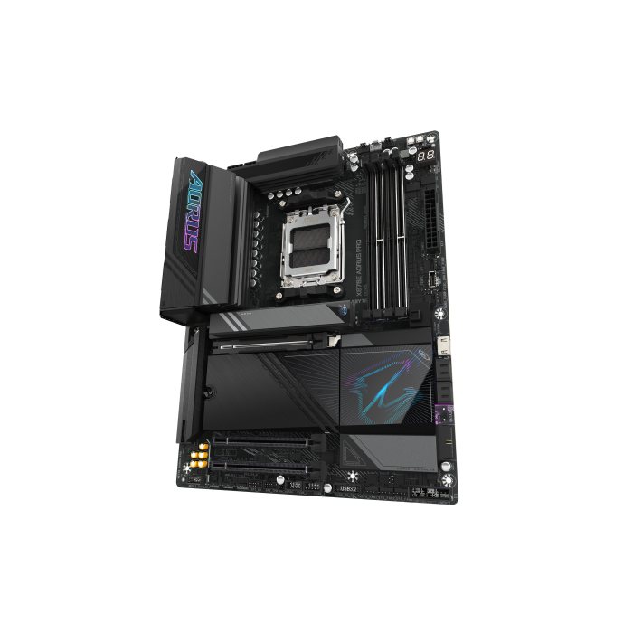 Gigabyte Placa base X870E AORUS PRO 9MX87EPRO-00-10 - Compatible con AMD Ryzen 9000, DDR5 hasta 8000MHz, Wi-Fi 7, USB 3.2 Gen 2x2, ATX 3