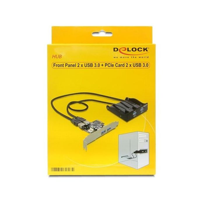 Delock LX-7300 Panel Frontal + Tarjeta PCIe USB 3.2 Gen 1 (3.1 Gen 1) Interno Negro 4 Puertos 5000 Mbit/s 1