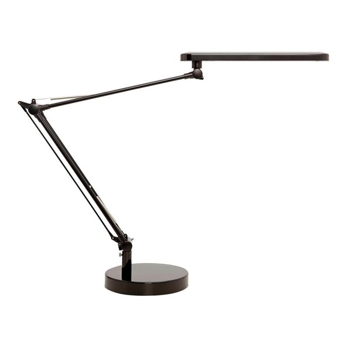 Lampara De Escritorio Unilux Mambo Led 5,6 W Doble Brazo Articulado Abs Y Aluminio Negro Base 19 cm Diametro