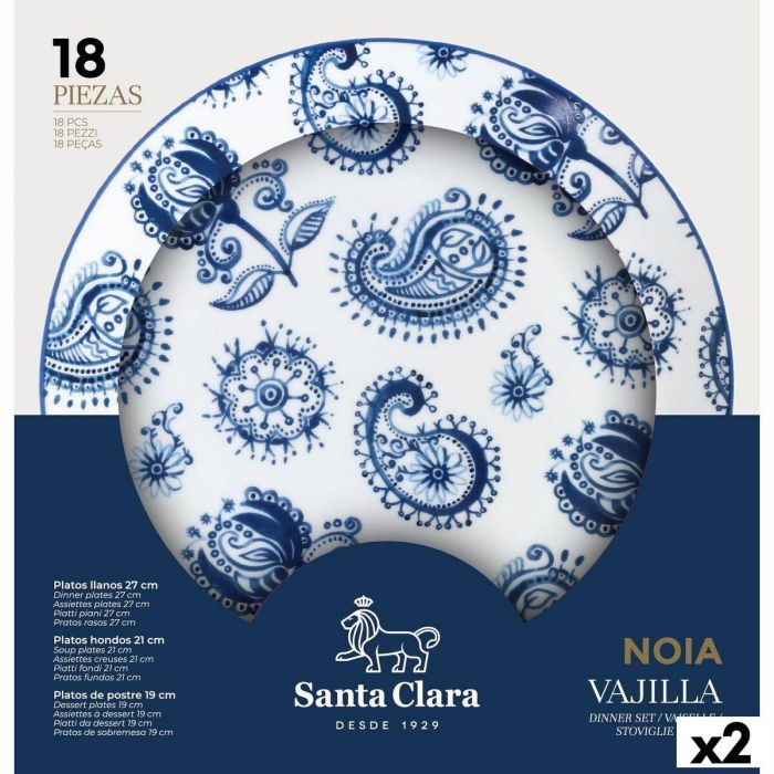 Vajilla Santa Clara Noia 18 Piezas Porcelana Redonda (2 Unidades) Vajilla Santa Clara Noia 18 Piezas Porcelana Redonda (2 Unidades)