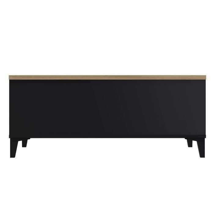 Mesa de centro con tapa elevable - Decoración de roble y negro - L 100 x P 50/72 x H 42/55 cm 5