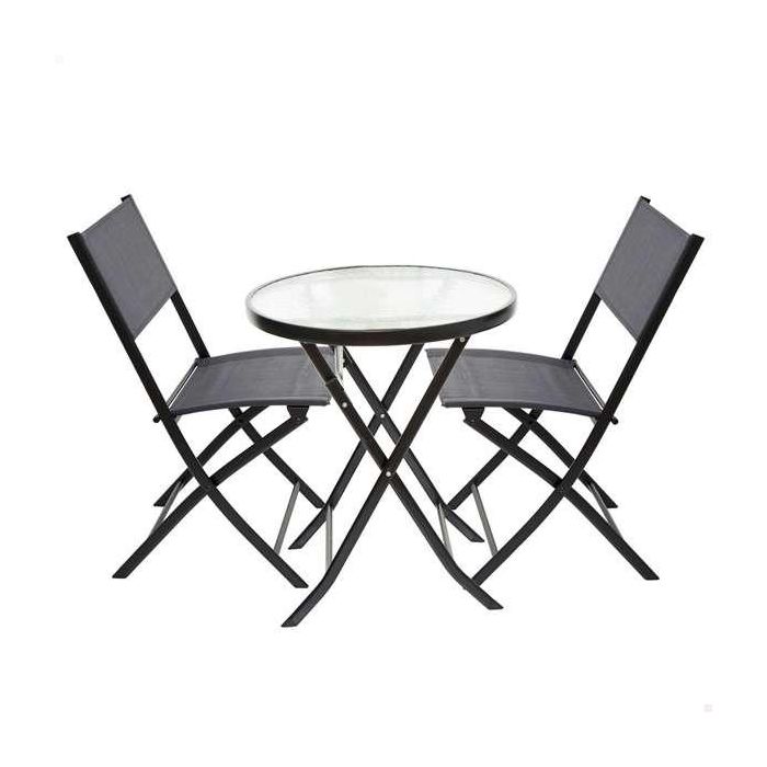 Conjunto de mesa de terraza plegable (60x71 cm) + 2 sillas de textileno (46x82 cm) aktive Conjunto de mesa de terraza plegable (60x71 cm) + 2 sillas de textileno (46x82 cm) aktive