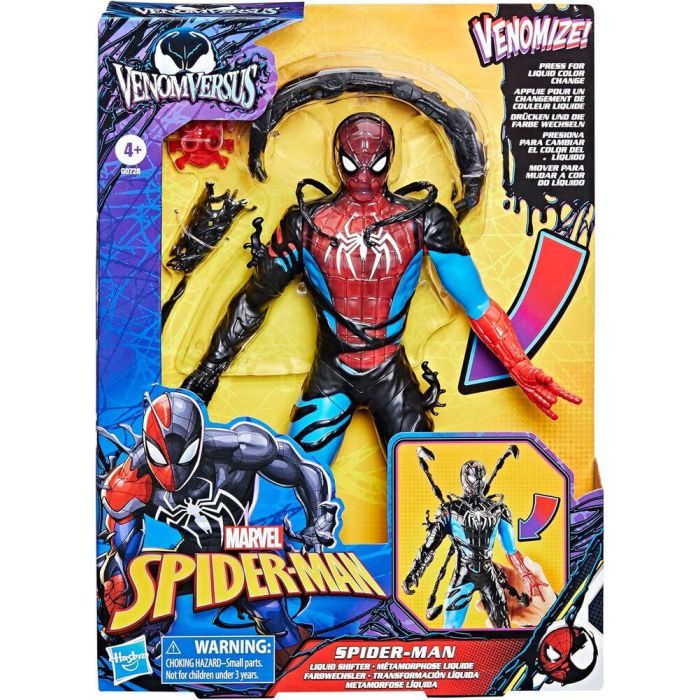 Hasbro G0728 Figura Spider-Man Venom Transformación Líquida 27cm - Cómics Marvel con 6 Accesorios y Efecto Venomizado