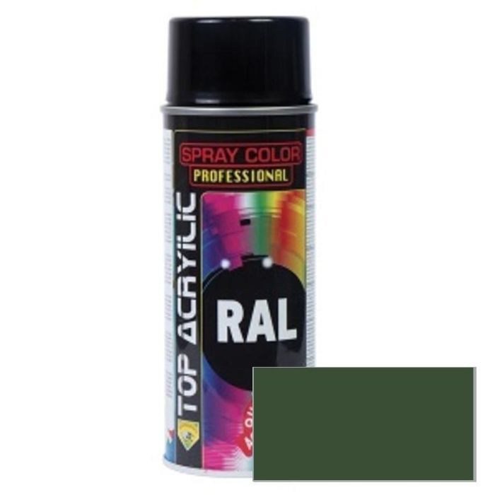 TOP ACRYLIC Spray Acrílico Mate Verde Militar RAL-6003 400ml Secado Rápido, Duradero, Acabado Profesional Industrial y Decorativo