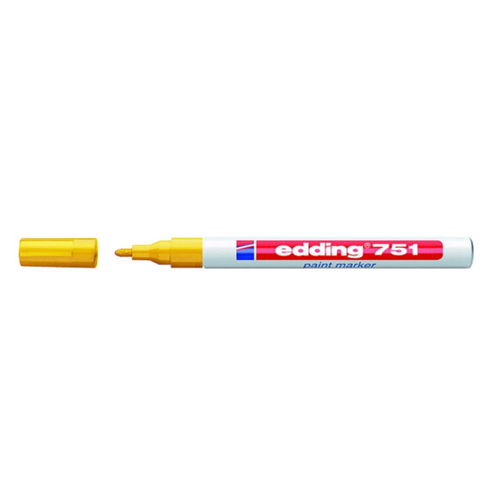 Edding 751 Rotulador Punta Fibra Amarillo Punta Redonda 1-2 mm Tinta Permanente Opaca Ideal Madera Vidrio Plástico Metal 1