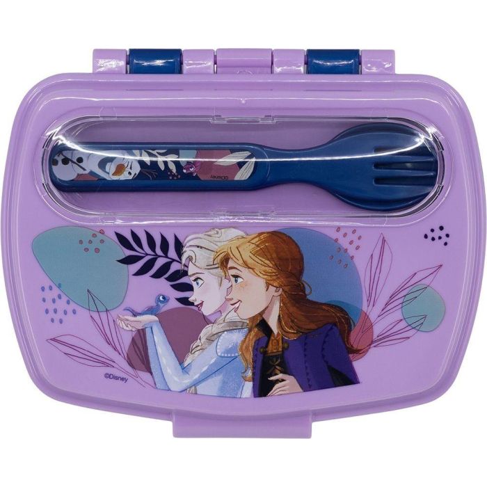 Disney Sandwichera Frozen CZ11271 con Cubiertos para Niños +3 Años Plástico Libre BPA 17.2cm 2