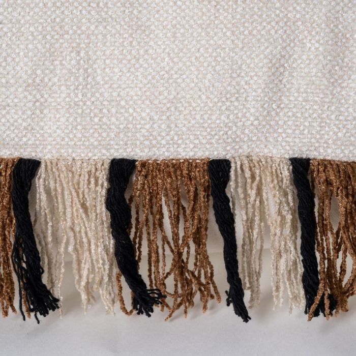 Cojín Blanco-Ocre Algodón/Terciopelo 50 X 50 cm