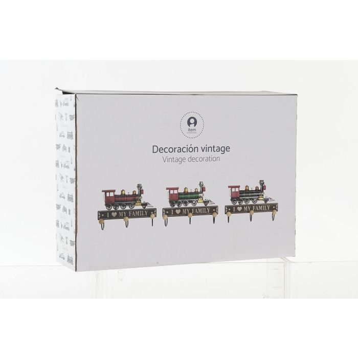 DKD Home Decor Perchero Pared Vintage Rojo Negro Metal y MDF 29 x 8 x 20 cm (3 Unidades) 1