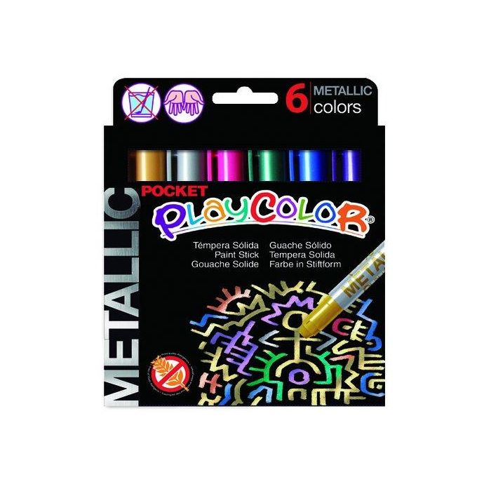 Tempera Solida Playcolor Metallic Pocket 5Gr. Estuche De 6 Colores