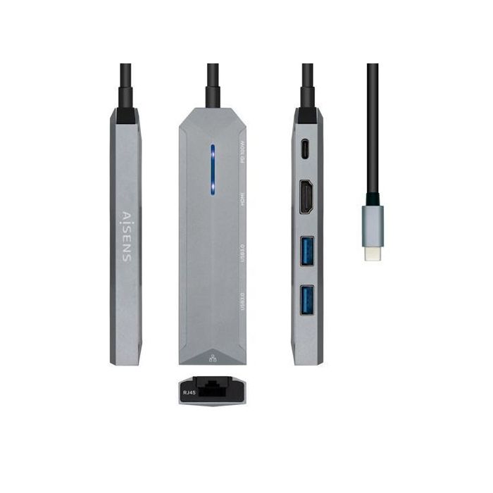 Aisens Dock Station 5 En 1 Usb-C A 1Xhdmi, 1Xrj45, 2Xusb, 1Xpd, Gris Aisens Dock Station 5 En 1 Usb-C A 1Xhdmi, 1Xrj45, 2Xusb, 1Xpd, Gris