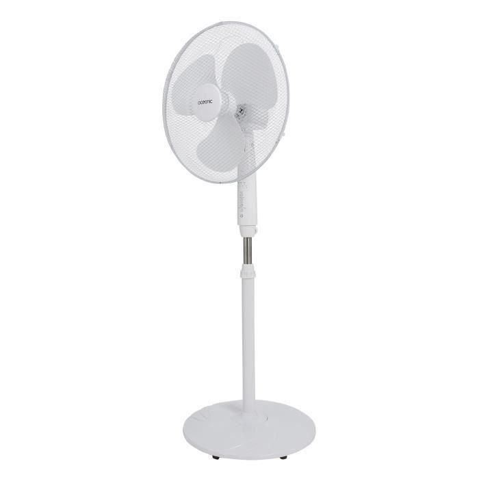 OCEANIC Ventilador de pie - 45 W - Ø 44 cm - 3 velocidades - Oscilante - Inclinable - Blanco 1