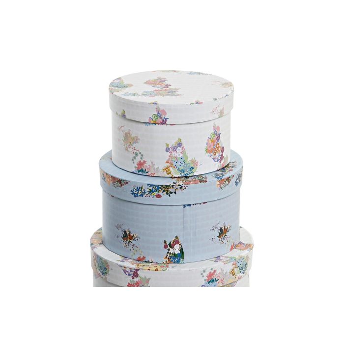 DKD Home Decor Caja Urban World&flowers Azul Blanco Multicolor 37.5 x 18 x 37.5 cm Set de 10 1
