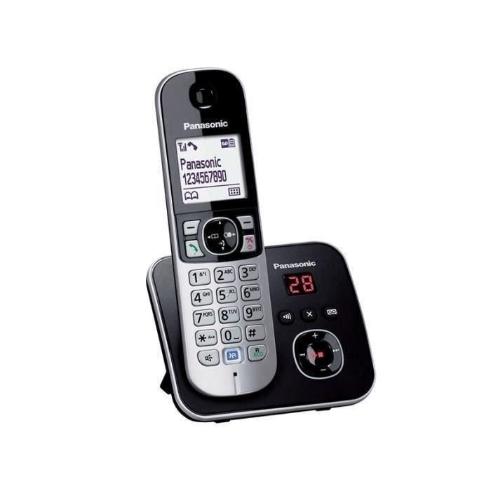 Panasonic KX-TG6821 Teléfono inalámbrico con contestador automático, pantalla 4,5 cm, manos libres, reducción de ruido, Negro 1 Panasonic KX-TG6821 Teléfono inalámbrico con contestador automático, pantalla 4,5 cm, manos libres, reducción de ruido, Negro 1