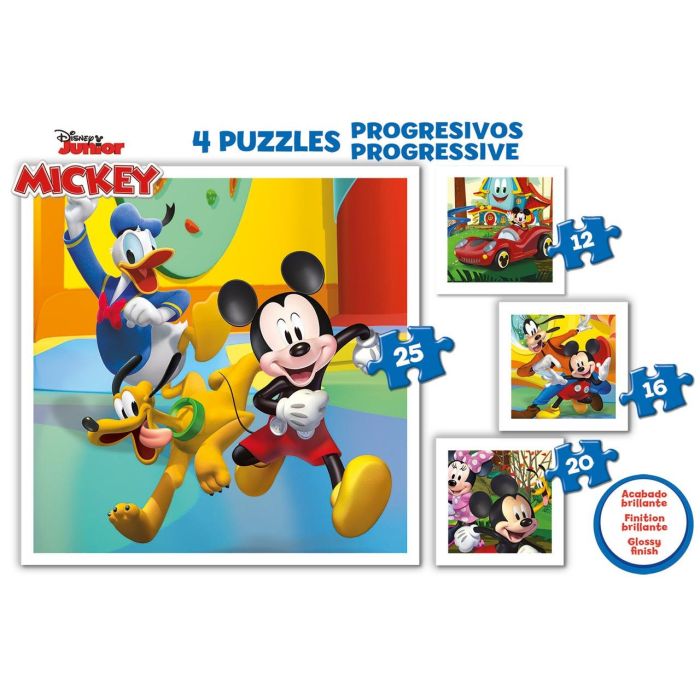 Educa 19294 Puzzles Progresivos Mickey & Friends Disney 4 puzzles 12-16-20-25 piezas +3 años 1