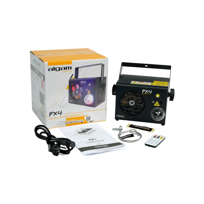 ALGAMLIGHT FX-4 Proyector 4-en-1: Rueda Gobo LED RGB, Magic Ball, Láser RG y Estrobo para Fiestas 3 ALGAMLIGHT FX-4 Proyector 4-en-1: Rueda Gobo LED RGB, Magic Ball, Láser RG y Estrobo para Fiestas 3