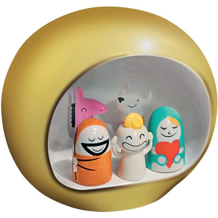 Alessi AMGI10 GD Presepe Figuras Porcelana Dorada, Diseño LPWK Massimo Giacon, Decorado a Mano, Blanco y Oro Alessi AMGI10 GD Presepe Figuras Porcelana Dorada, Diseño LPWK Massimo Giacon, Decorado a Mano, Blanco y Oro