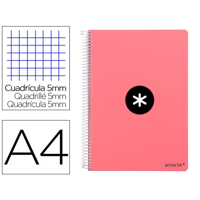 Cuaderno Espiral Liderpapel A4 Micro Antartik Tapa Dura 80 H 100 gr Cuadro 5 mm Sin Bandas 4 Taladros Color Coral