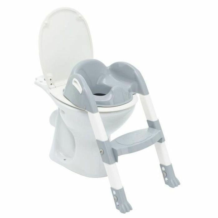 Thermobaby KIDDYLOO Reductor de Inodoro Ultra Inteligente con Pies Regulables, 2 Alturas de Escalón, Plegable Gris Charme