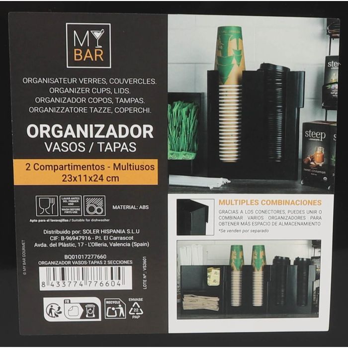 Organizador de Vasos y Tapas My Bar - 2 Secciones (6 Unidades) 7 Organizador de Vasos y Tapas My Bar - 2 Secciones (6 Unidades) 7
