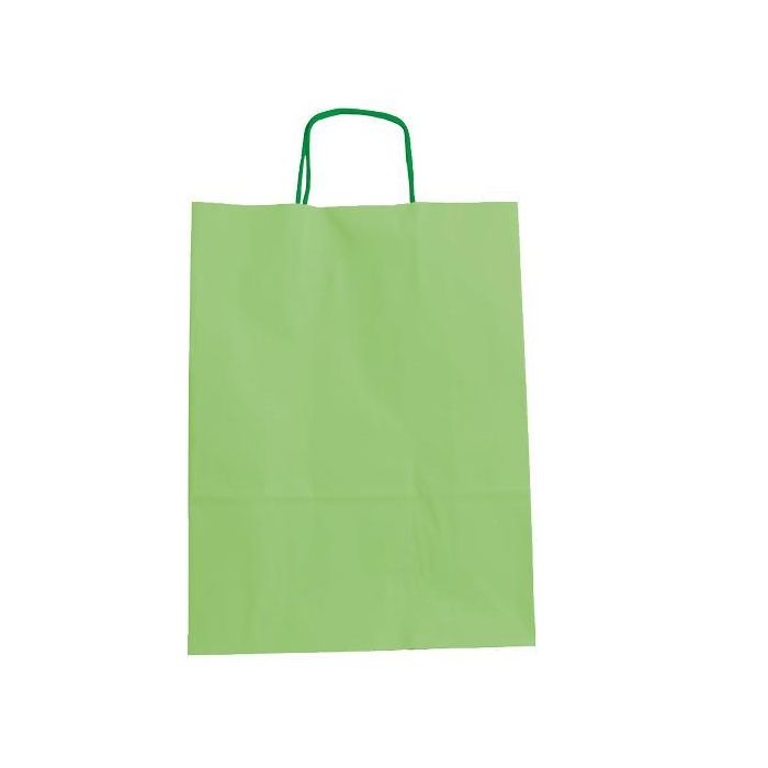 Fama Bolsa Asa Retorcida 125gr Papel Verde Claro 15x8x21 cm (25 Unidades) (25 Unidades)