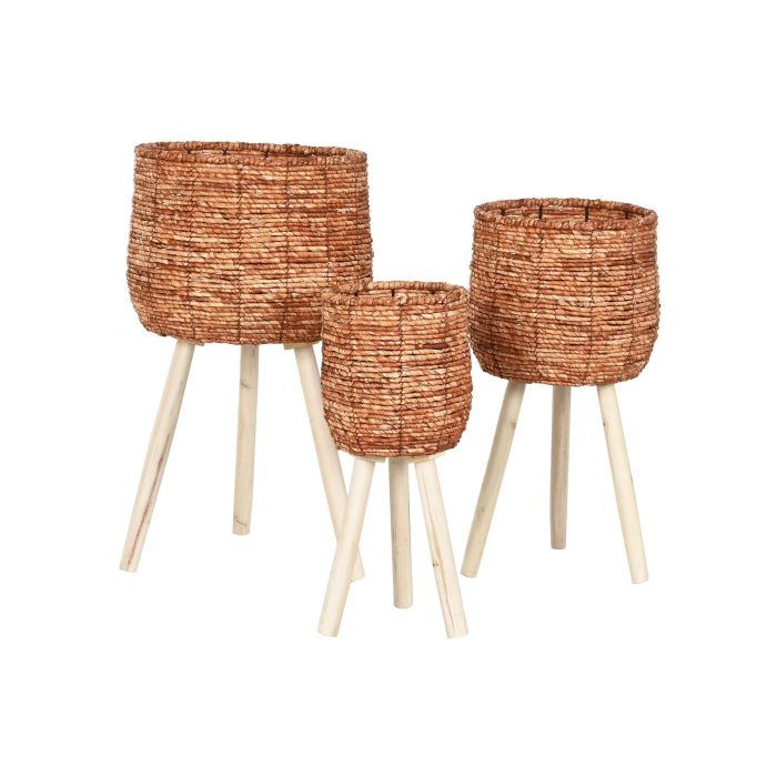 Macetero Cottage DKD Home Decor Marron 33 x 60 x 33 cm Set de 3 (2 Unidades) 3 Macetero Cottage DKD Home Decor Marron 33 x 60 x 33 cm Set de 3 (2 Unidades) 3