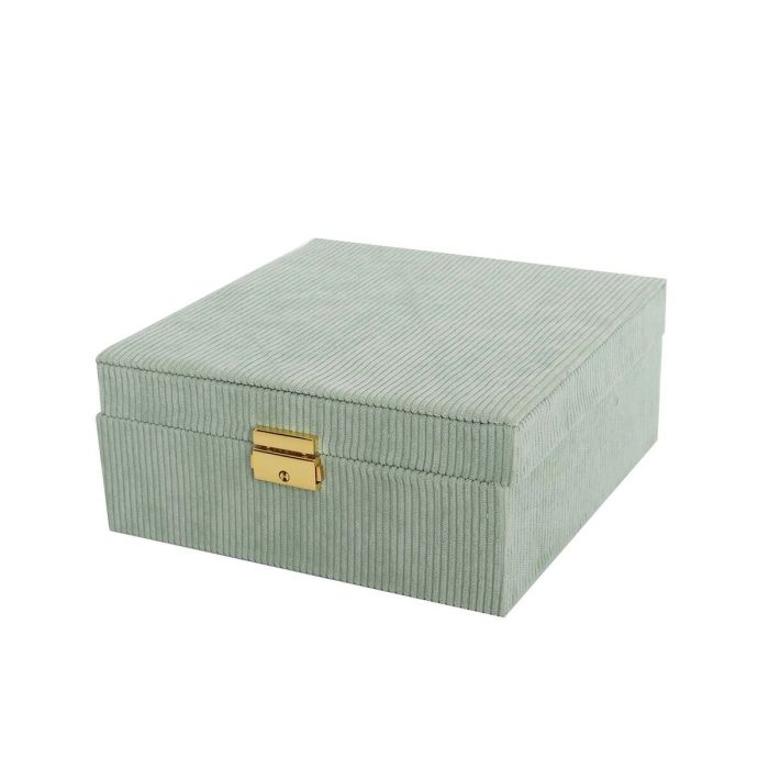 Caja-Joyero Versa Verde Poliéster Cartón 21,5 x 9 x 21,5 cm 1