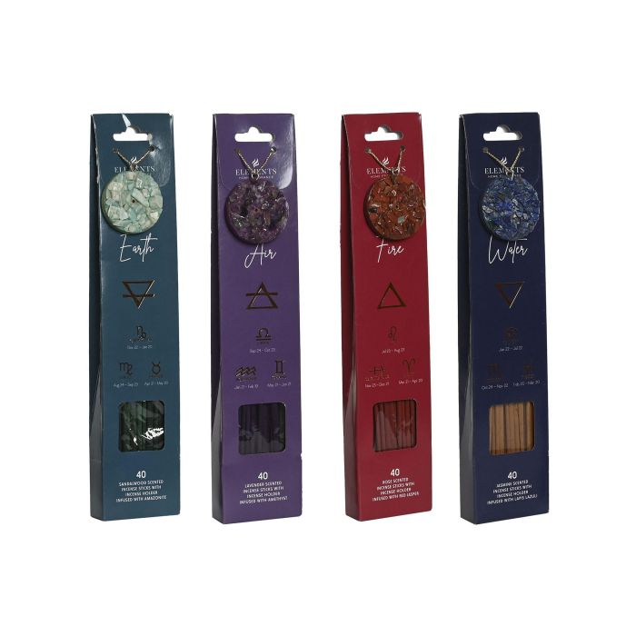 DKD Home Decor Incienso Varilla Indio con Gemas Surtido, 48 Varillas, Aromas Lavanda/Jazmín/Rosa/Sándalo